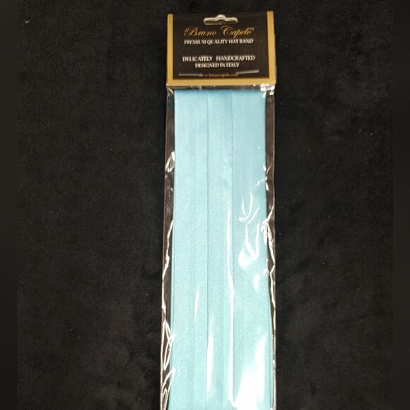 BRUNO CAPELO FASHION 3 PLEAT SATIN HAT BAND. AQUA BLUE. - Picture 1 of 2